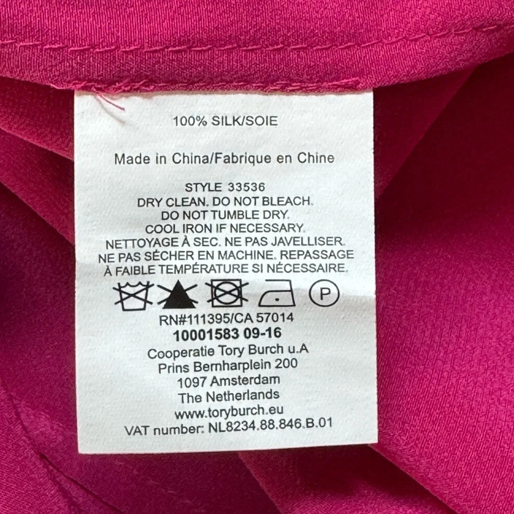 Tory Burch Hibiscus Flower Jane 100% Silk Dress Pink Ruffles Holiday Wedding 8 - Picture 10 of 12